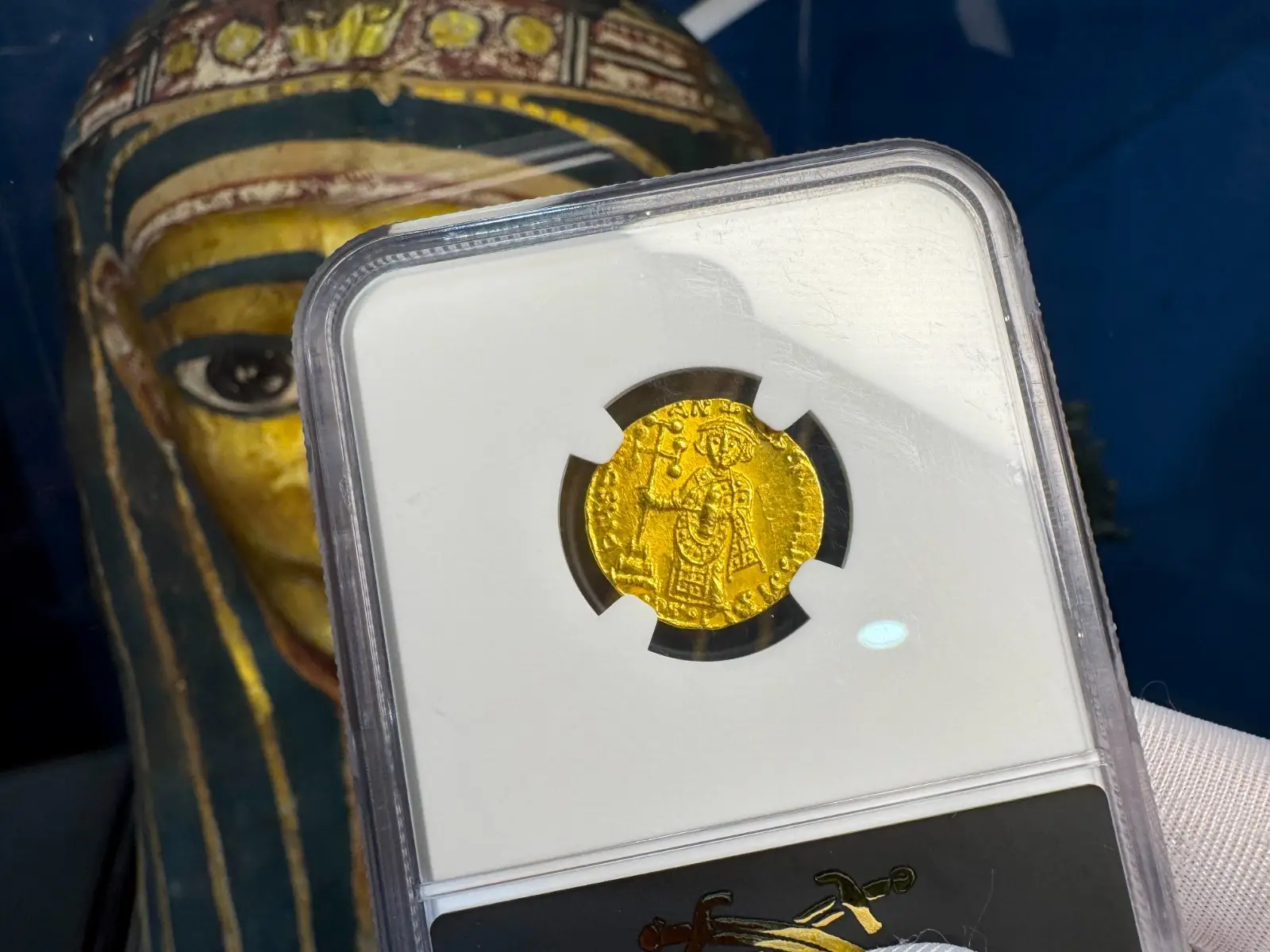 Byzantine Empire "Jesus Christ" Justinian II First Reign NGC Ch AU 4x4 #401-020 6