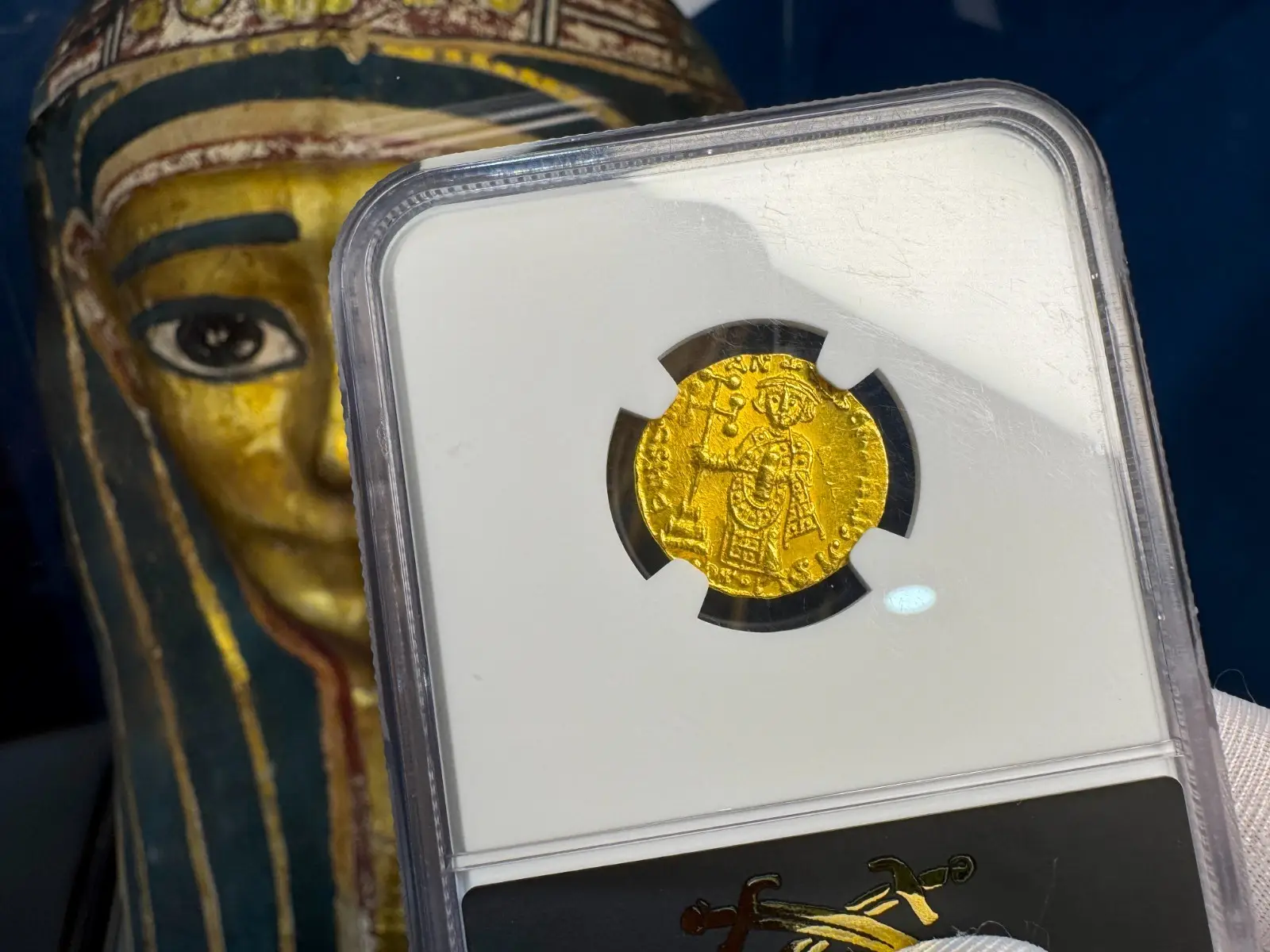 Byzantine Empire "Jesus Christ" Justinian II First Reign NGC Ch AU 4x4 #401-020 10