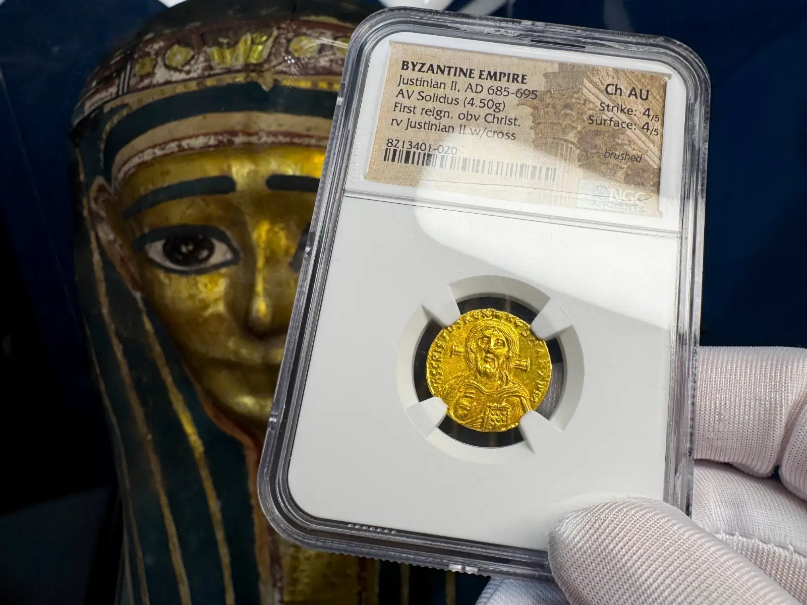 Byzantine Empire "Jesus Christ" Justinian II First Reign NGC Ch AU 4x4 #401-020 14