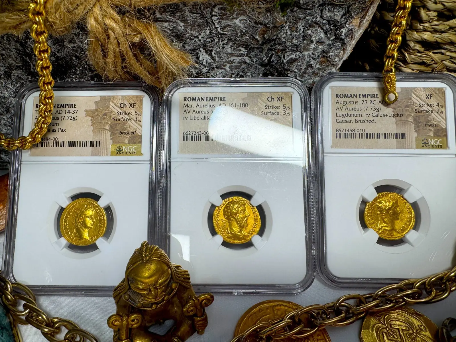 Roman Empire Marcus Aurelius "5th of 5 Emperors" Aureus NGC Ch XF #243-001 20