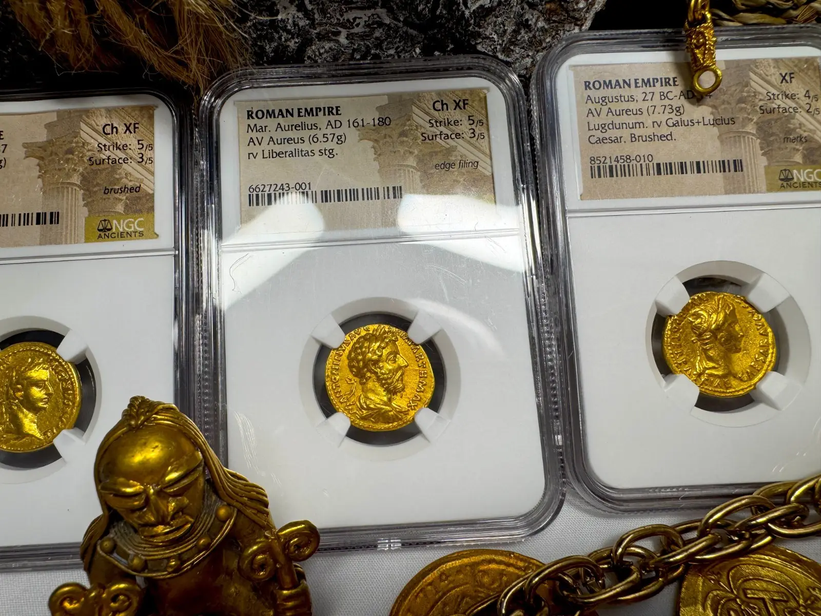 Roman Empire Marcus Aurelius "5th of 5 Emperors" Aureus NGC Ch XF #243-001 6