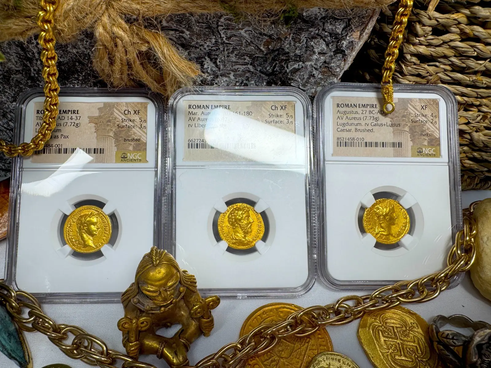 Roman Empire Marcus Aurelius "5th of 5 Emperors" Aureus NGC Ch XF #243-001 23