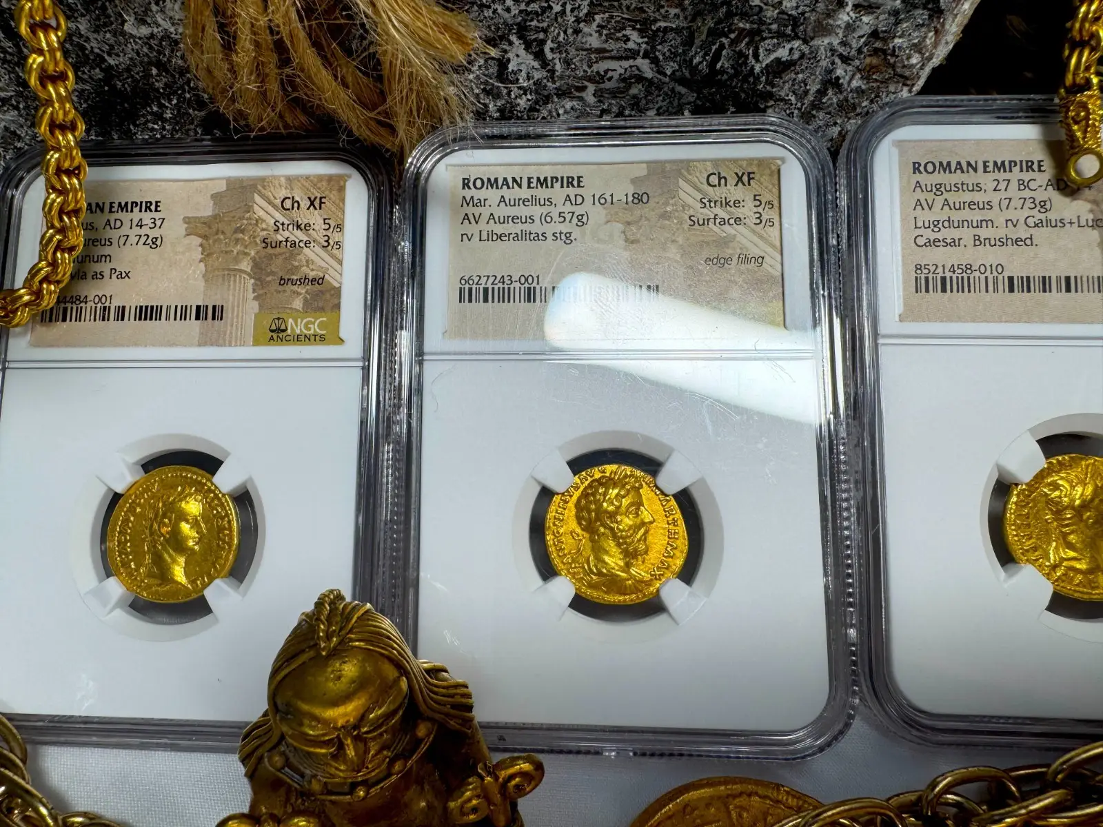 Roman Empire Marcus Aurelius "5th of 5 Emperors" Aureus NGC Ch XF #243-001 18