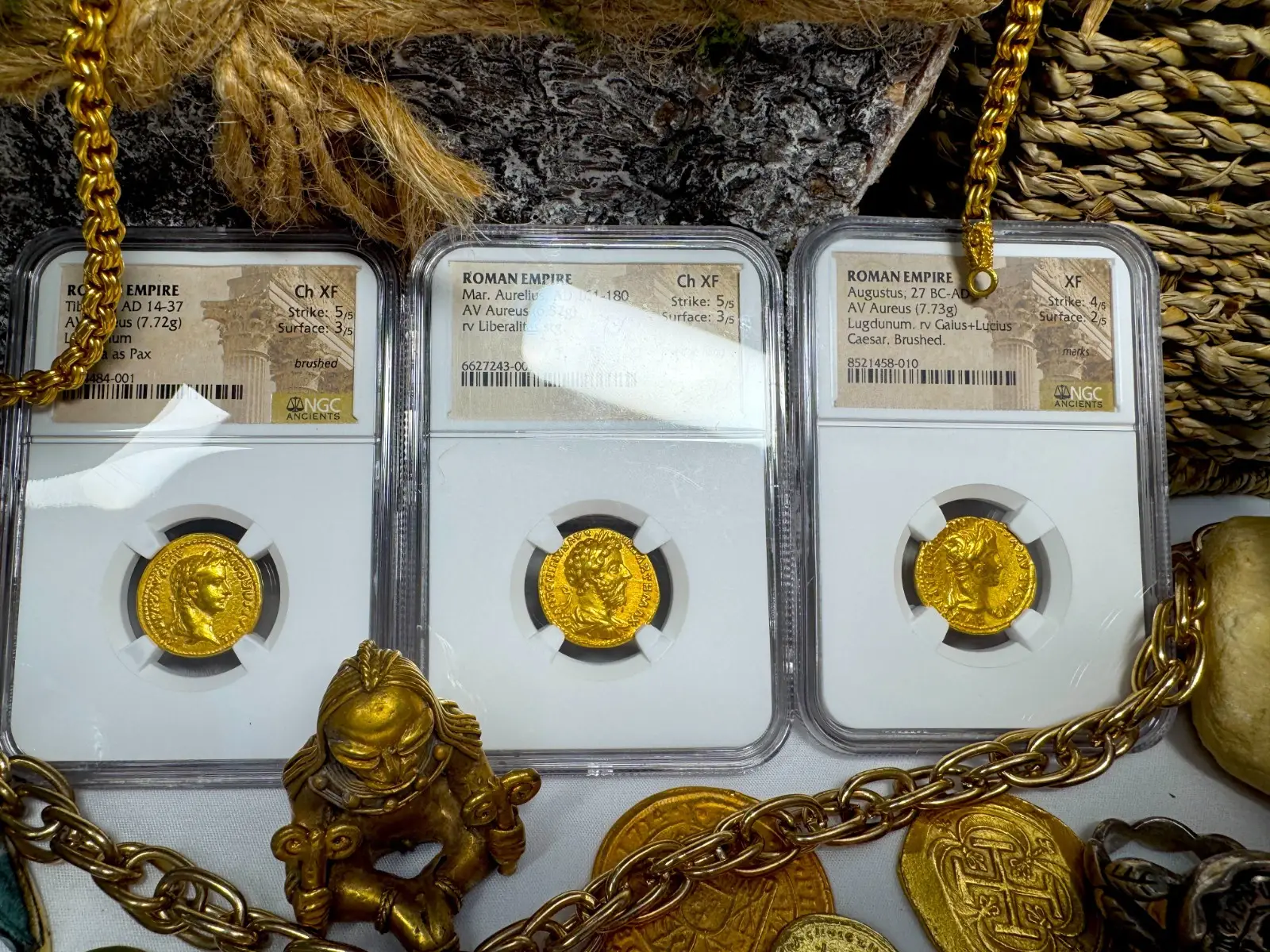Roman Empire Marcus Aurelius "5th of 5 Emperors" Aureus NGC Ch XF #243-001 8