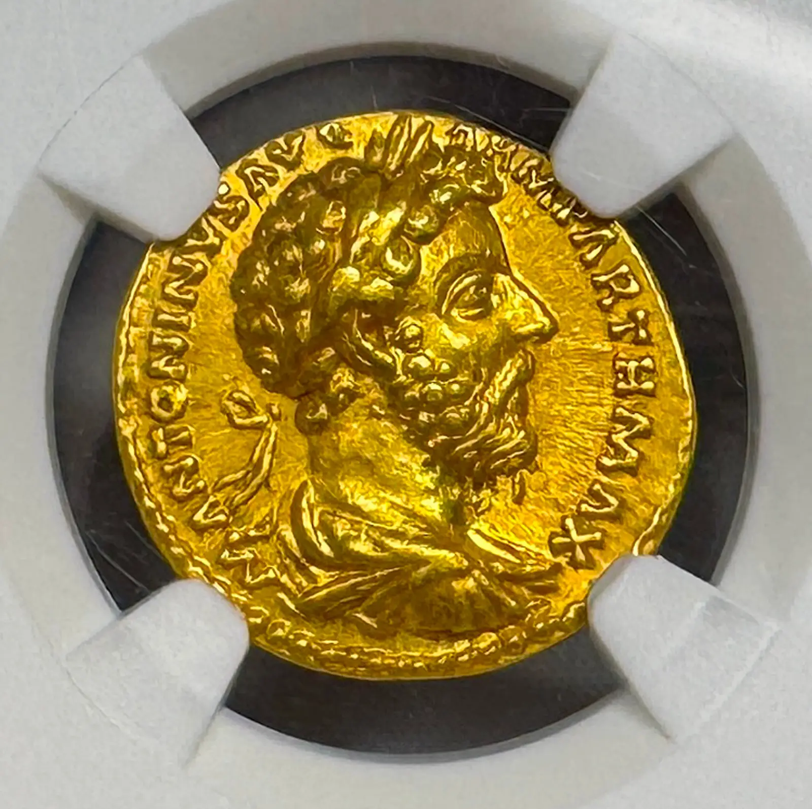 Roman Empire Marcus Aurelius "5th of 5 Emperors" Aureus NGC Ch XF #243-001