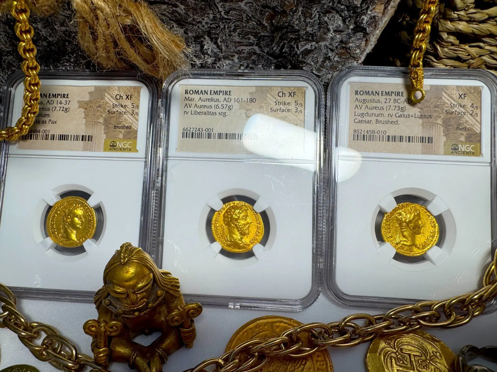 Roman Empire Marcus Aurelius "5th of 5 Emperors" Aureus NGC Ch XF #243-001 22