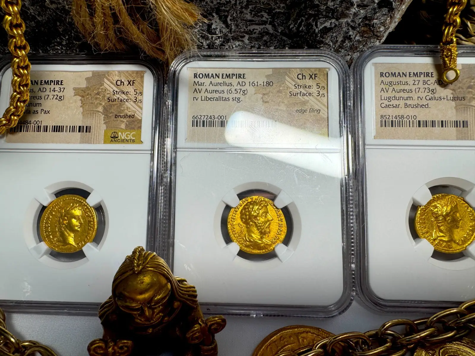 Roman Empire Marcus Aurelius "5th of 5 Emperors" Aureus NGC Ch XF #243-001 14
