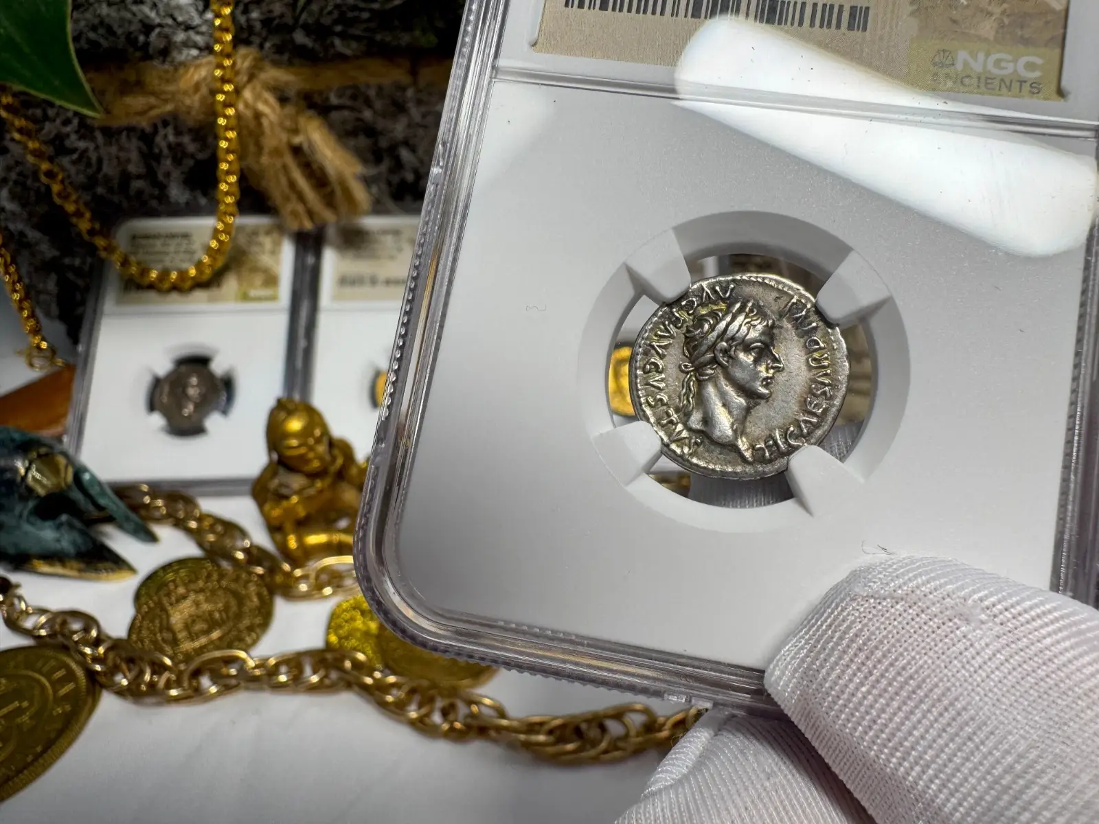 Roman Empire Tiberius "3rd of 12 CAESARS" Denarius "Jesus Tribute Penny" NGC XF #419-003 15