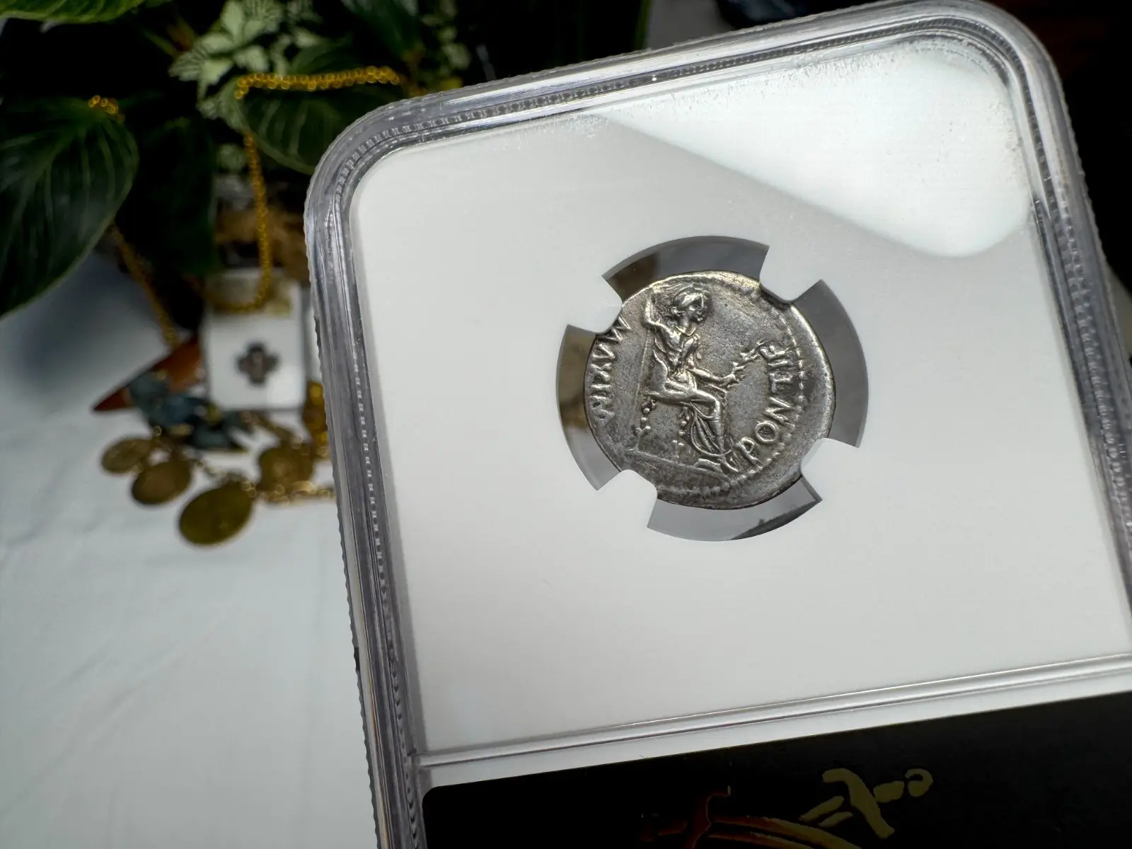 Roman Empire Tiberius "3rd of 12 CAESARS" Denarius "Jesus Tribute Penny" NGC XF #419-003 9