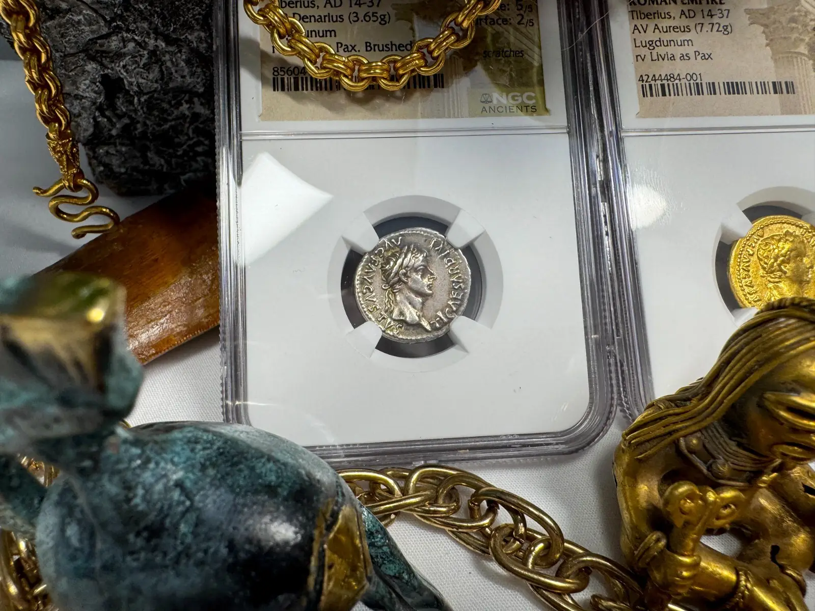 Roman Empire Tiberius "3rd of 12 CAESARS" Denarius "Jesus Tribute Penny" NGC XF #419-003 14