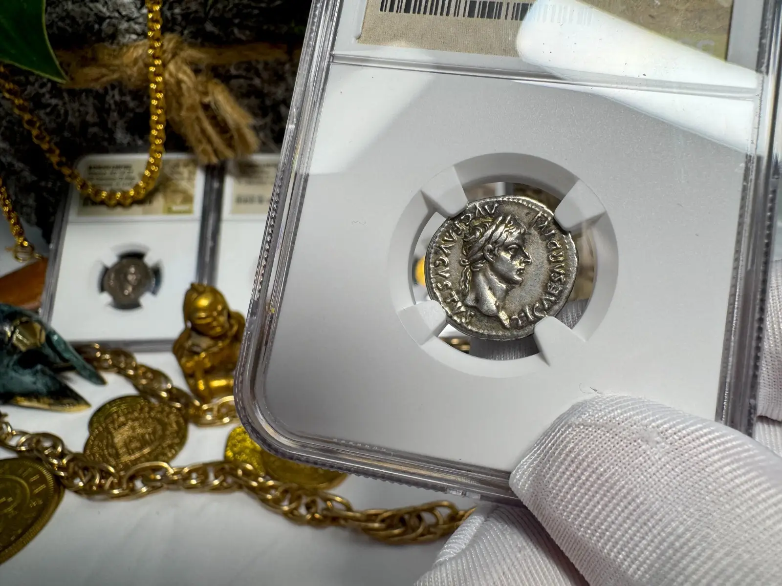 Roman Empire Tiberius "3rd of 12 CAESARS" Denarius "Jesus Tribute Penny" NGC XF #419-003 7