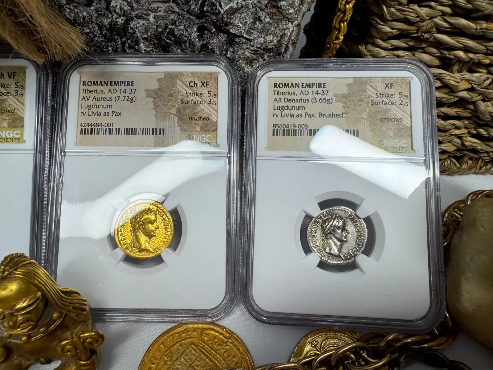 Roman Empire Tiberius "3rd of 12 CAESARS" Denarius "Jesus Tribute Penny" NGC XF #419-003 10