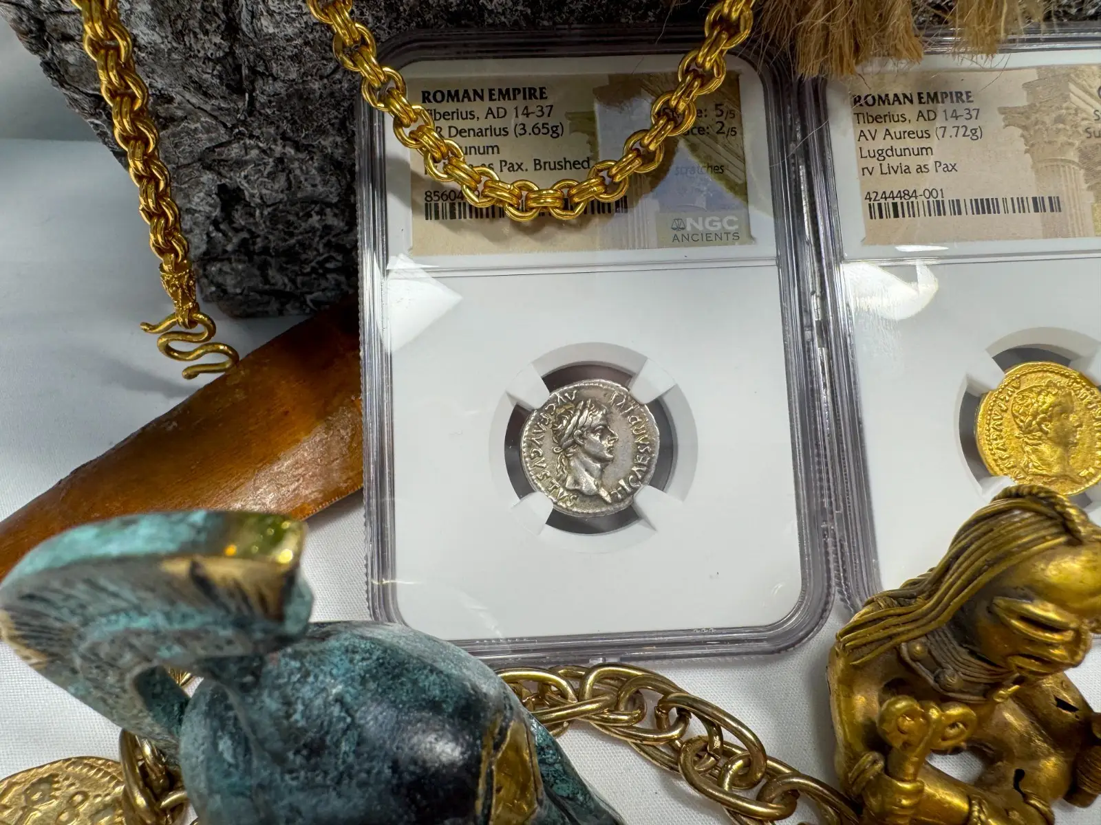 Roman Empire Tiberius "3rd of 12 CAESARS" Denarius "Jesus Tribute Penny" NGC XF #419-003 18