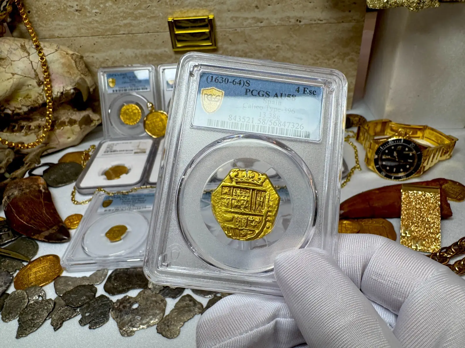 Spain 4 Escudos 1630-65 "Philip IV" 18kt Pendant (Previous PCGS 58) 21