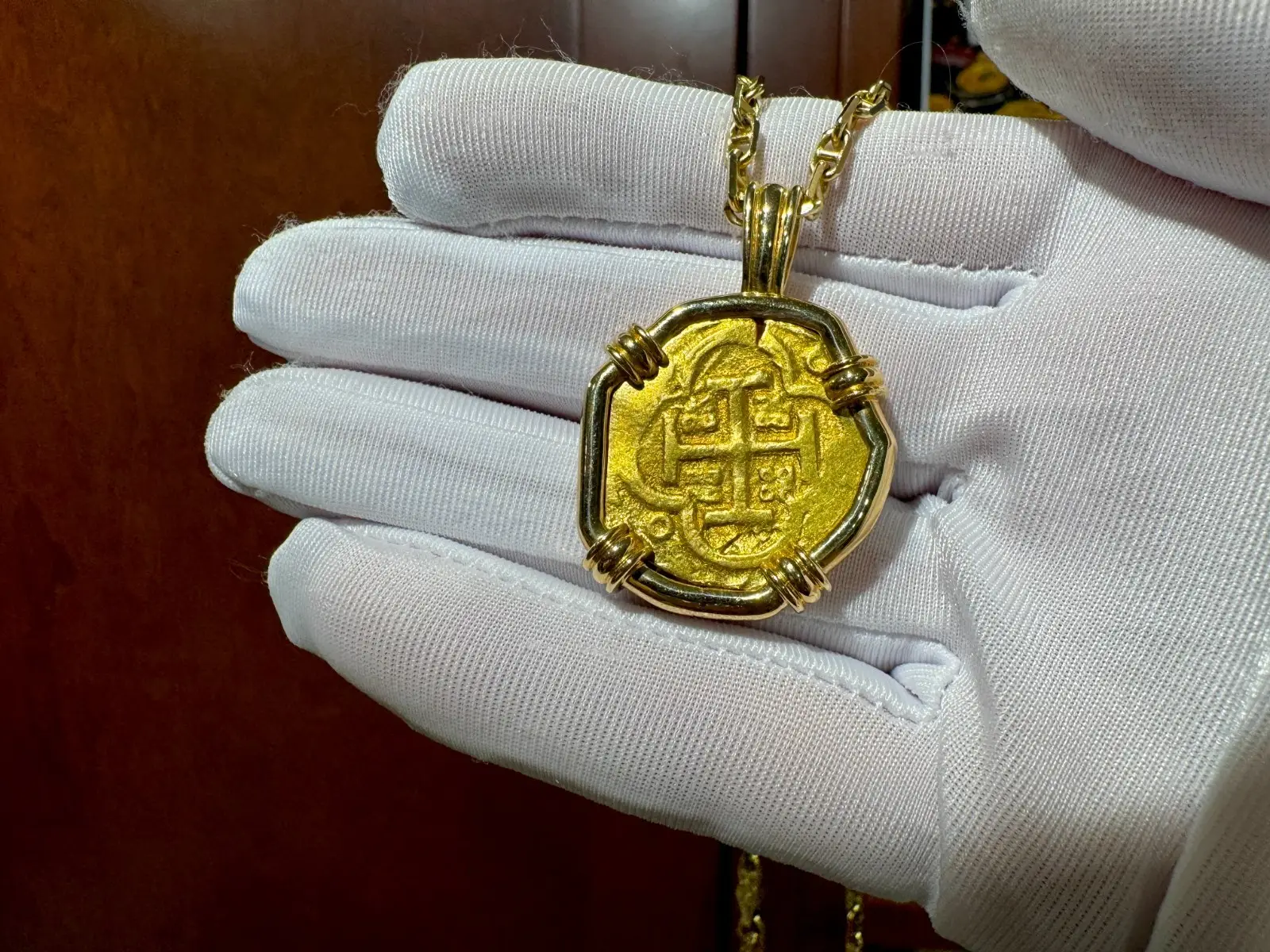 Spain 4 Escudos 1630-65 "Philip IV" 18kt Pendant (Previous PCGS 58) 11