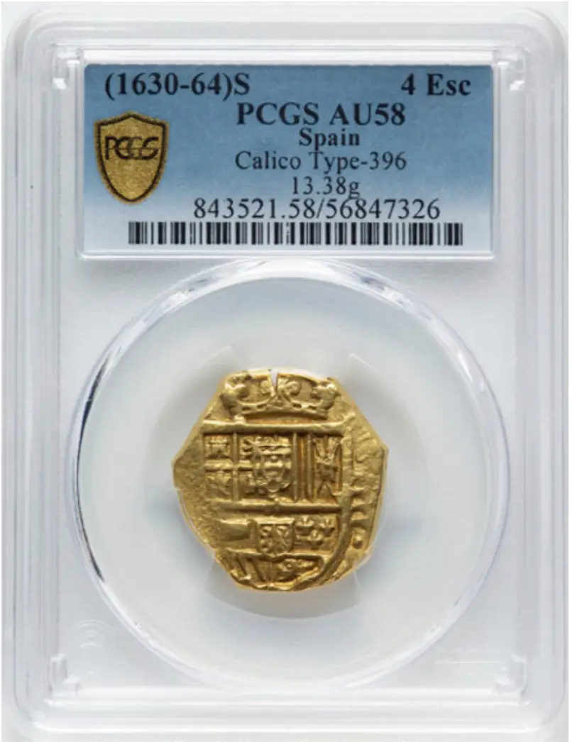Spain 4 Escudos 1630-65 "Philip IV" 18kt Pendant (Previous PCGS 58) 9