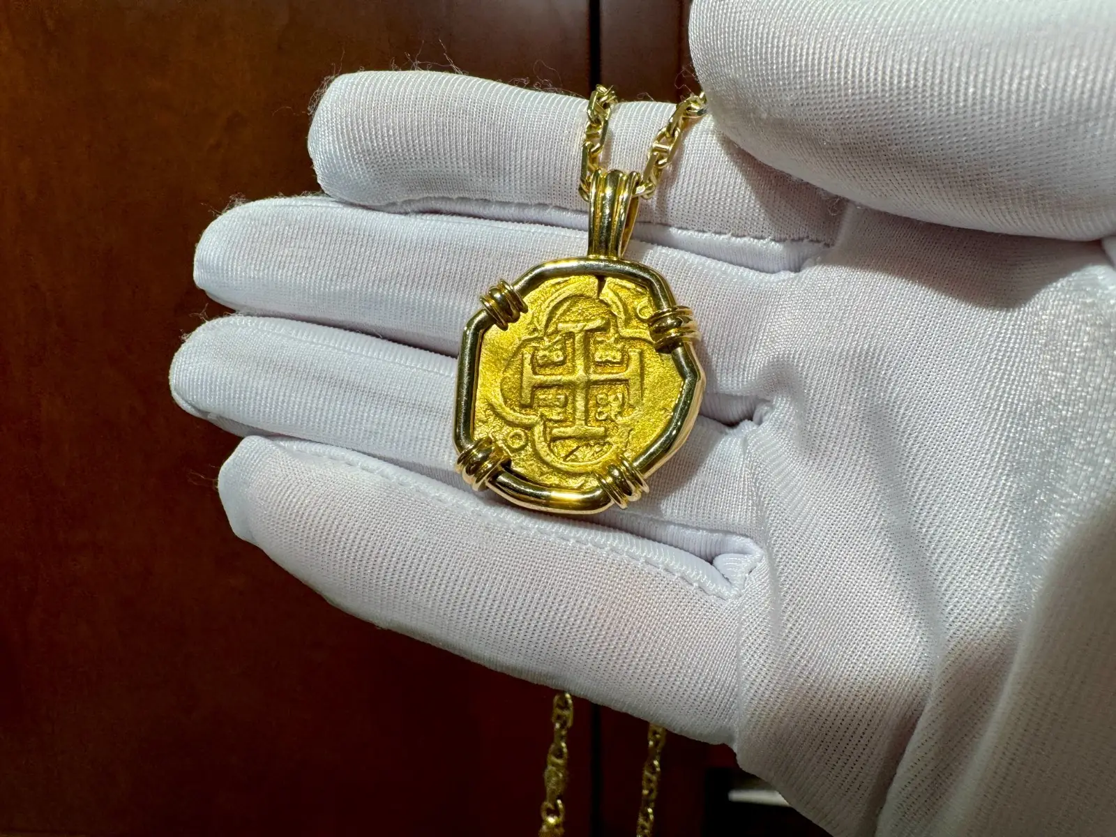 Spain 4 Escudos 1630-65 "Philip IV" 18kt Pendant (Previous PCGS 58) 4