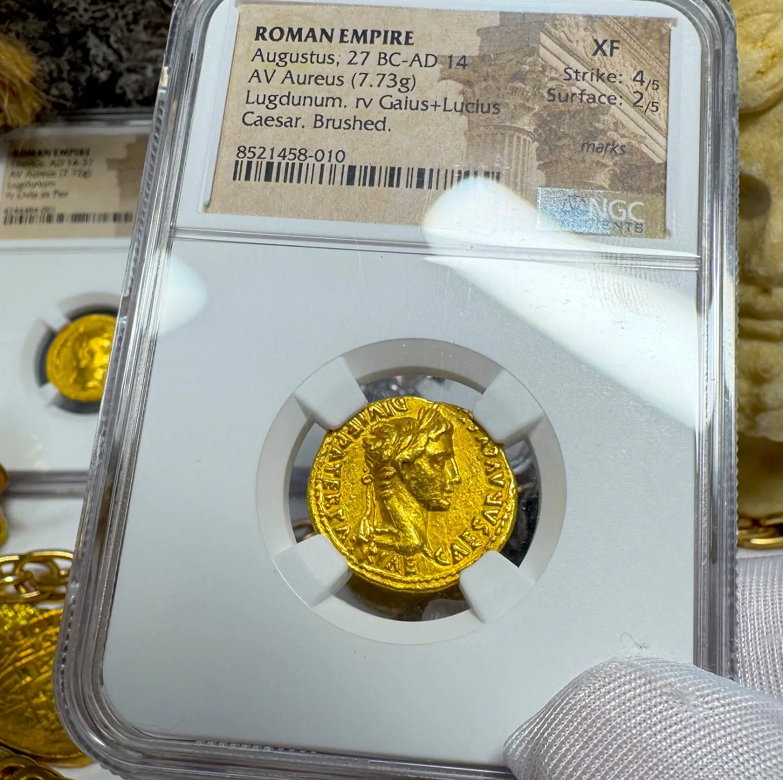 Roman Empire "Augustus 2nd of 12 Caesars" 27BC Aureus NGC XF #458-010