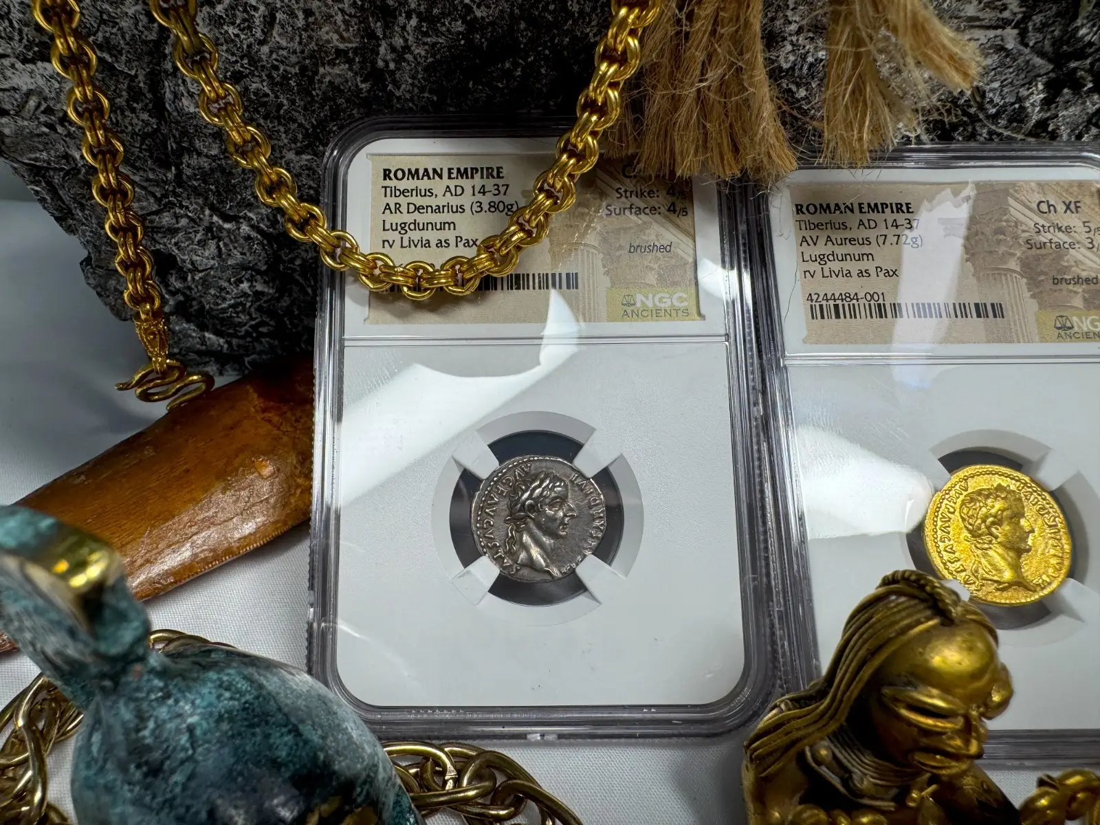 Roman Empire Tiberius "3rd of 12 Caesars" Denarius "Jesus Tribute Penny" NGC Ch XF #419-002 6