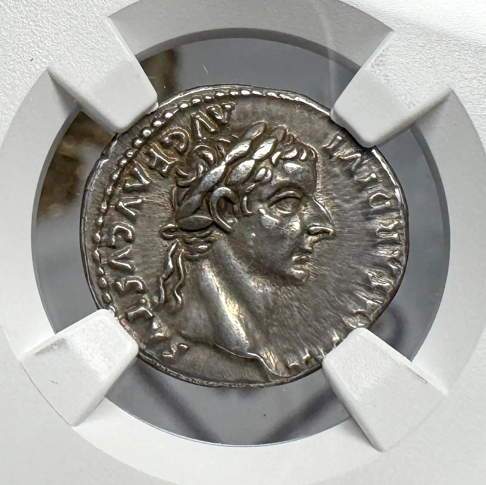 Roman Empire Tiberius "3rd of 12 Caesars" Denarius "Jesus Tribute Penny" NGC Ch XF #419-002