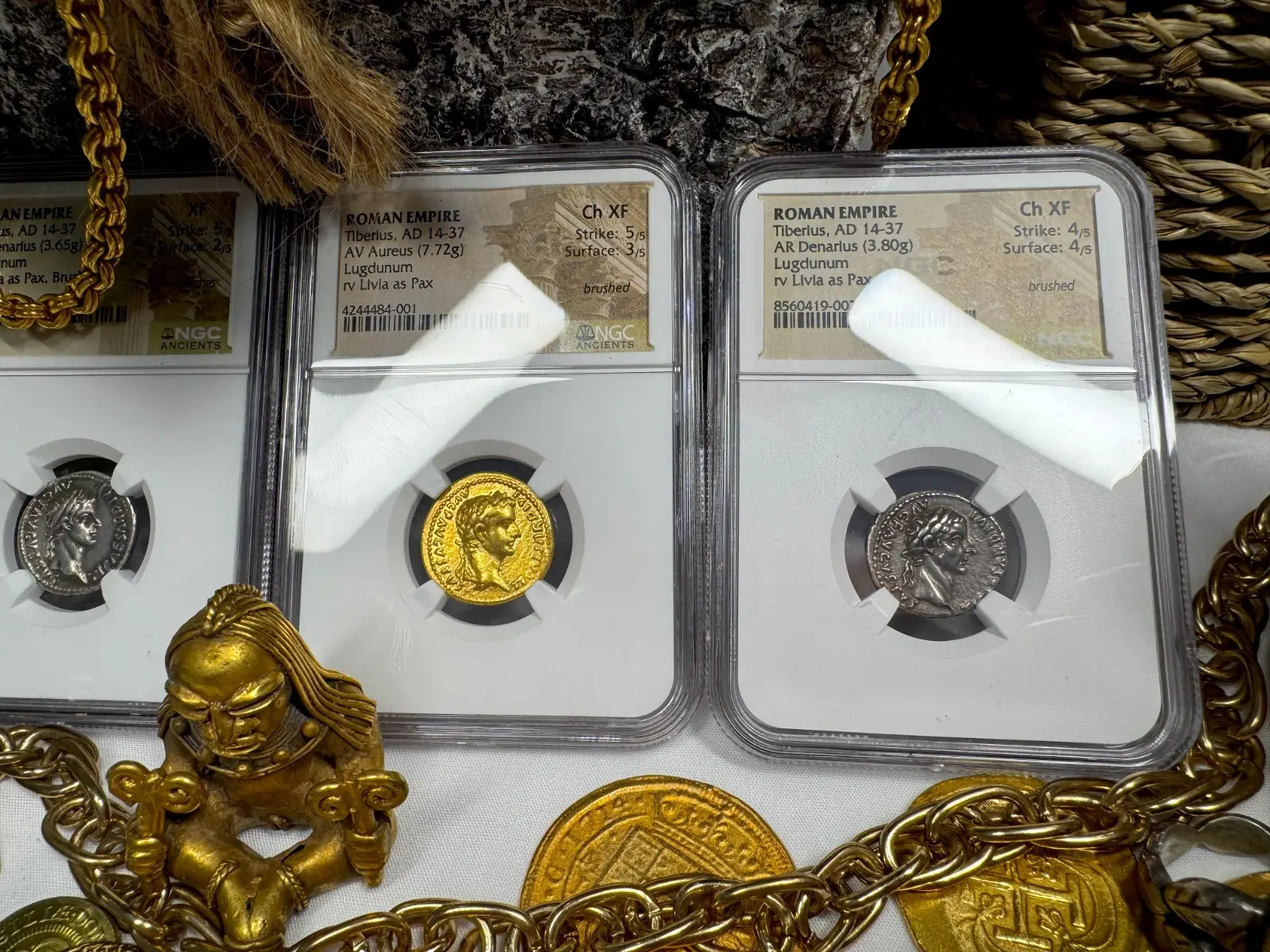 Roman Empire Tiberius "3rd of 12 Caesars" Denarius "Jesus Tribute Penny" NGC Ch XF #419-002 17
