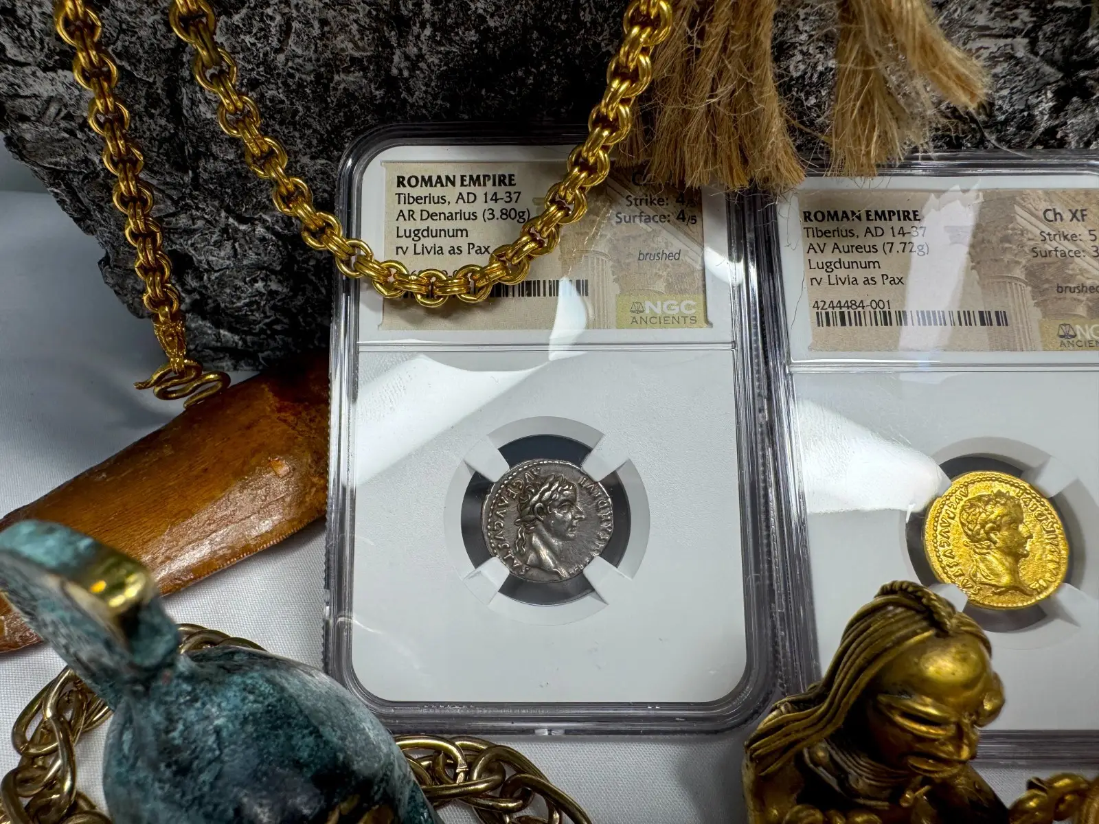 Roman Empire Tiberius "3rd of 12 Caesars" Denarius "Jesus Tribute Penny" NGC Ch XF #419-002 4