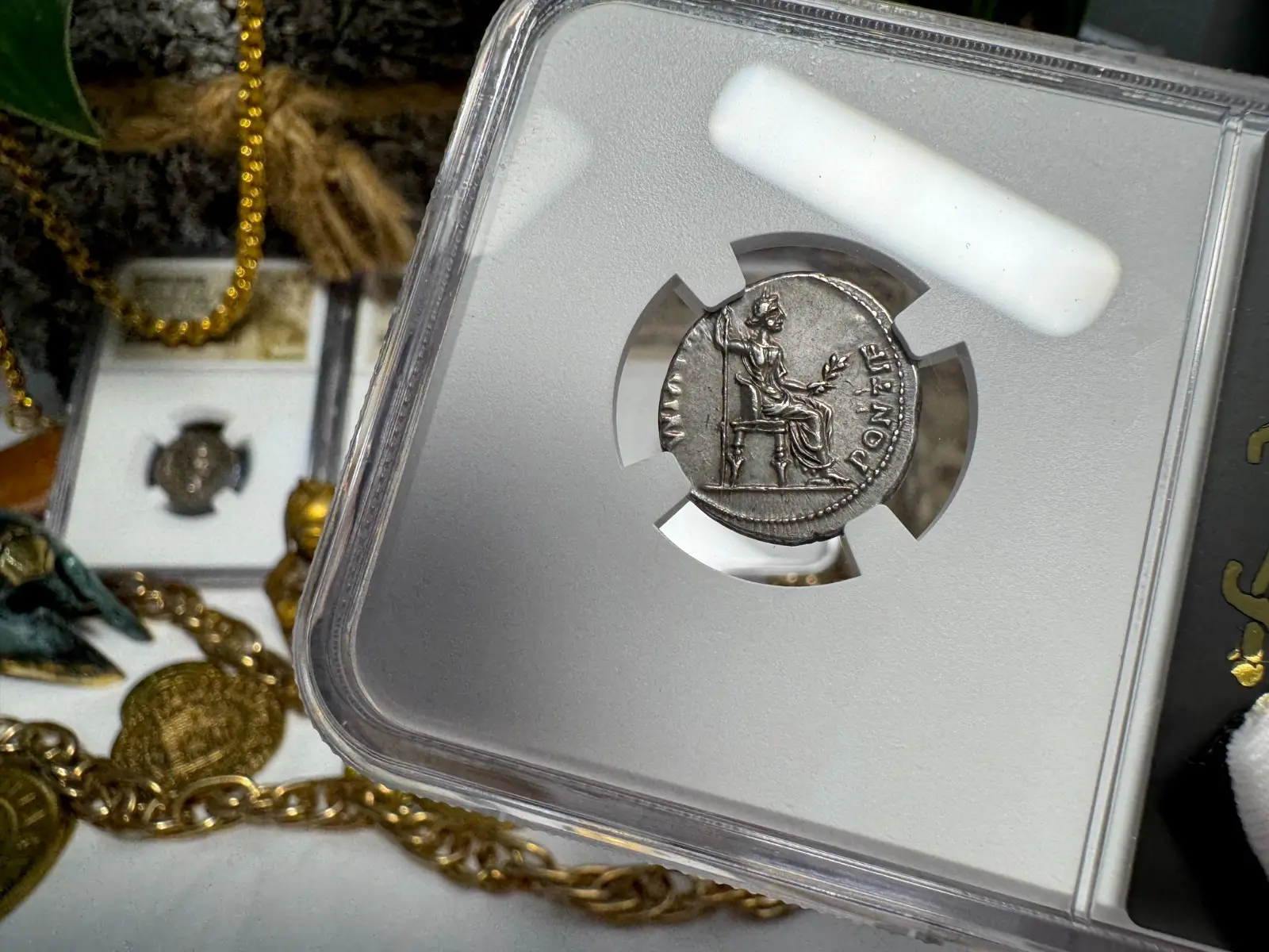 Roman Empire Tiberius "3rd of 12 Caesars" Denarius "Jesus Tribute Penny" NGC Ch XF #419-002 16