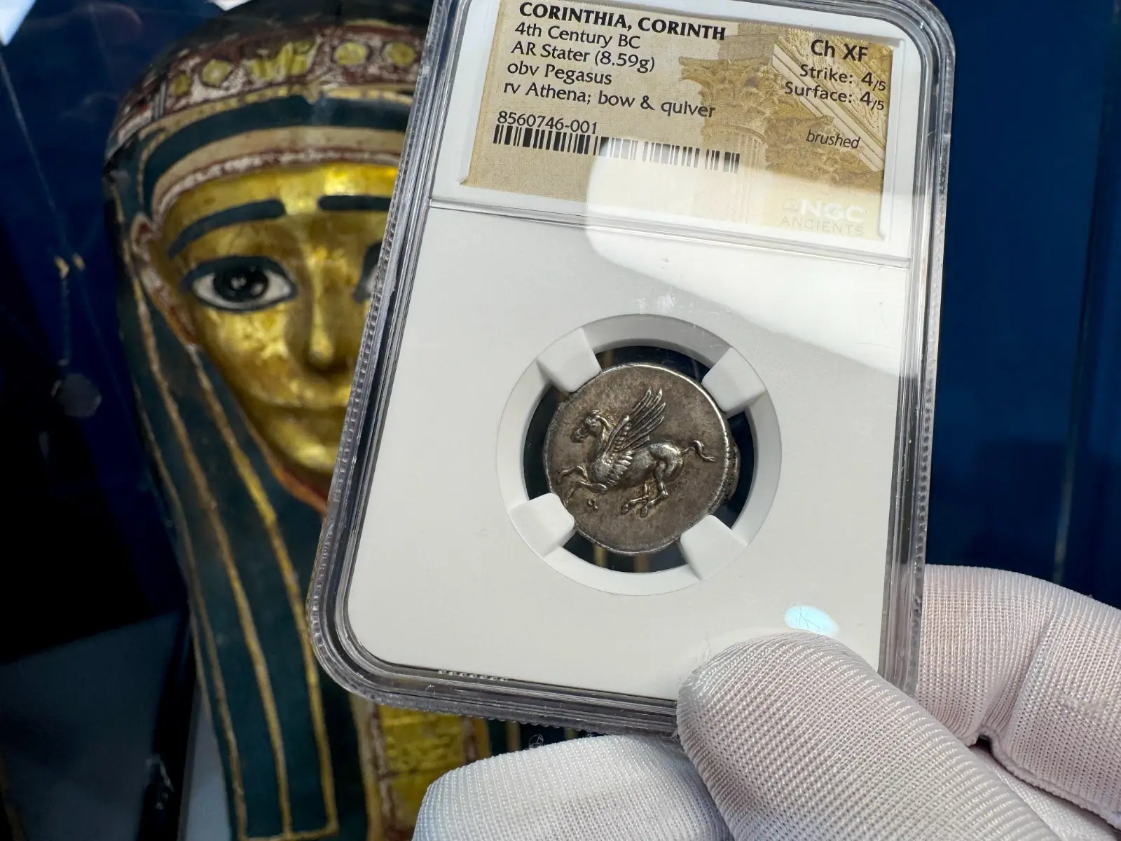Corinthia, Corinth "Pegasus" 4th Century BC Stater ATHENA NGC Ch XF #746-001 6