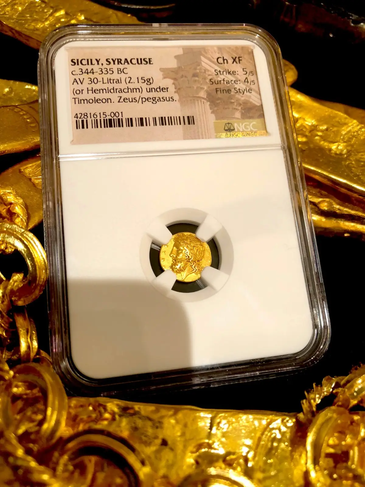Sicily, Syracuse "Pegasus | Zeus" 346BC 30-Litrai NGC CH XF Fine Style 3