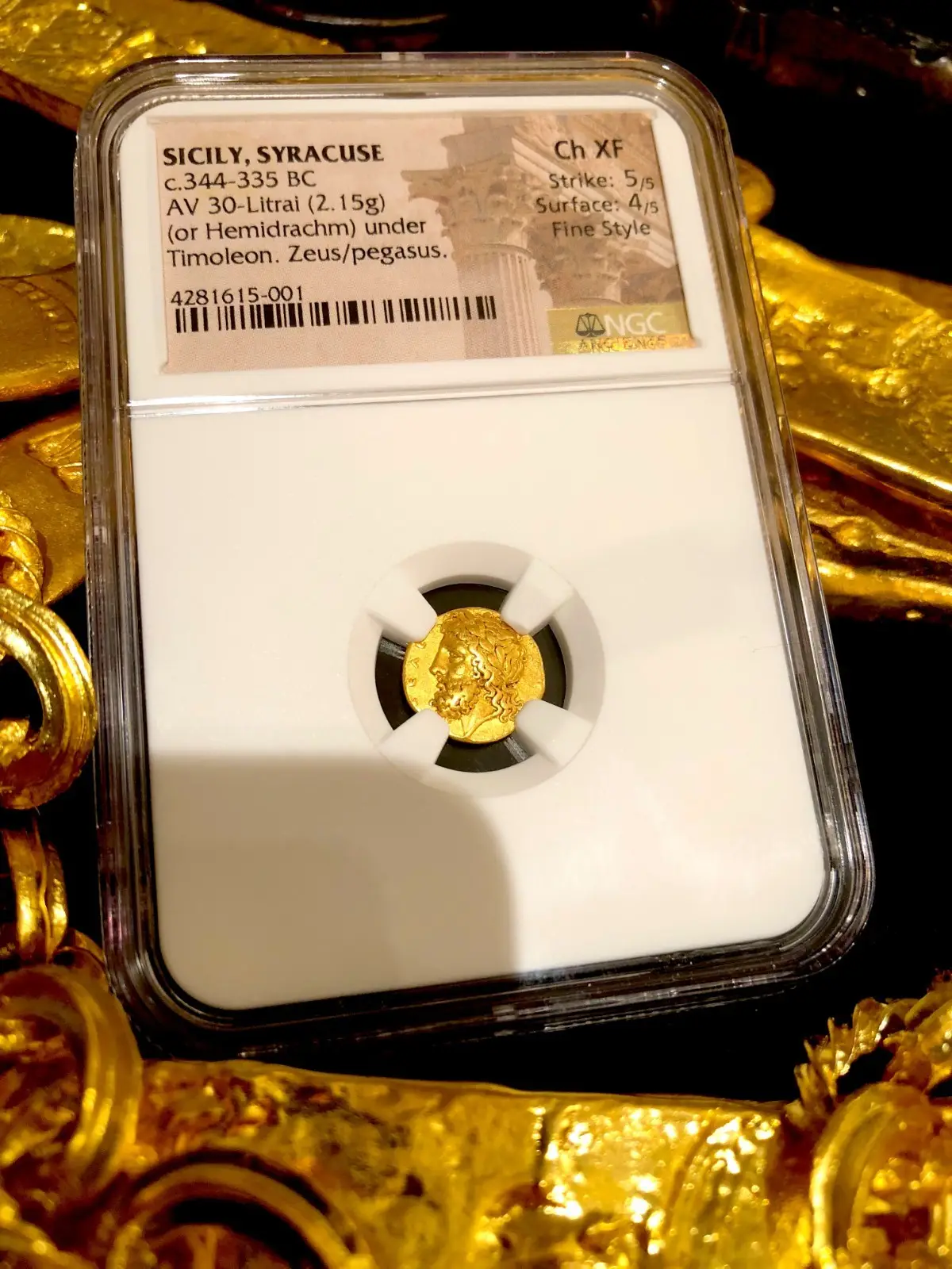 Sicily, Syracuse "Pegasus | Zeus" 346BC 30-Litrai NGC CH XF Fine Style 5