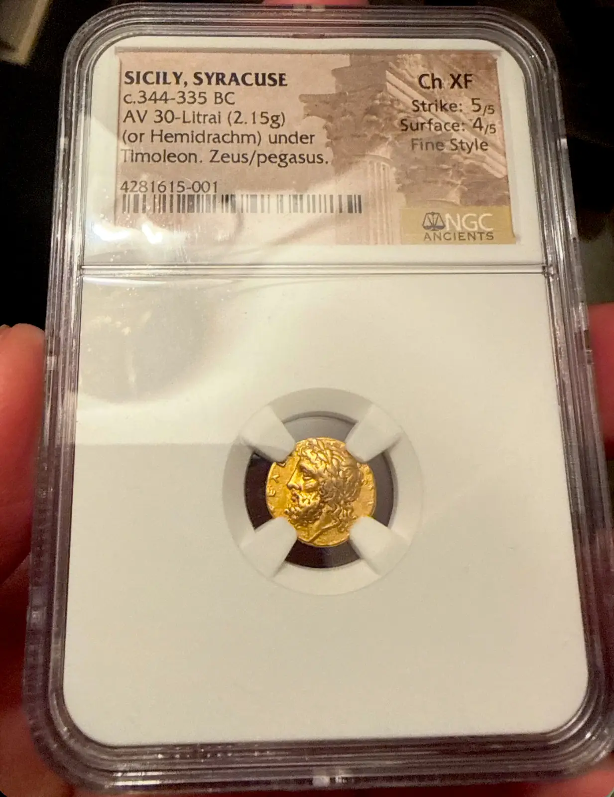 Sicily, Syracuse "Pegasus | Zeus" 346BC 30-Litrai NGC CH XF Fine Style 2