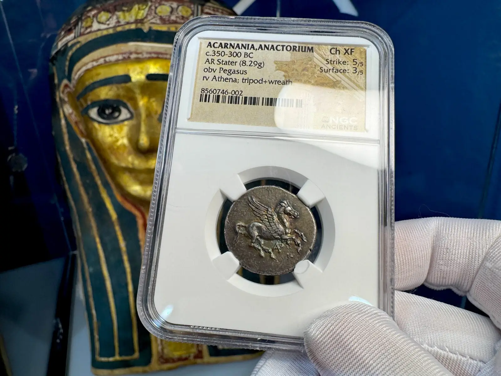 Acarnania, Anactorium "Pegasus" 350BC Stater NGC CH XF  8