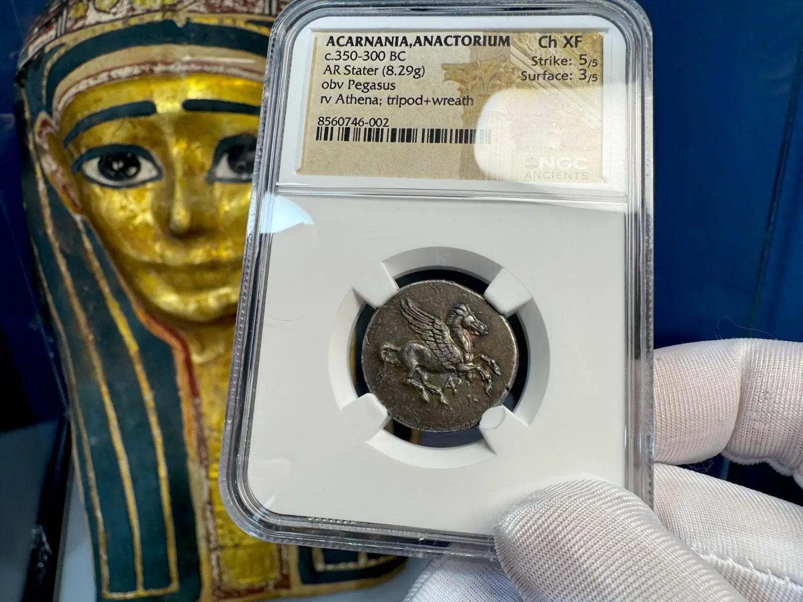 Acarnania, Anactorium "Pegasus" 350BC Stater NGC CH XF  10