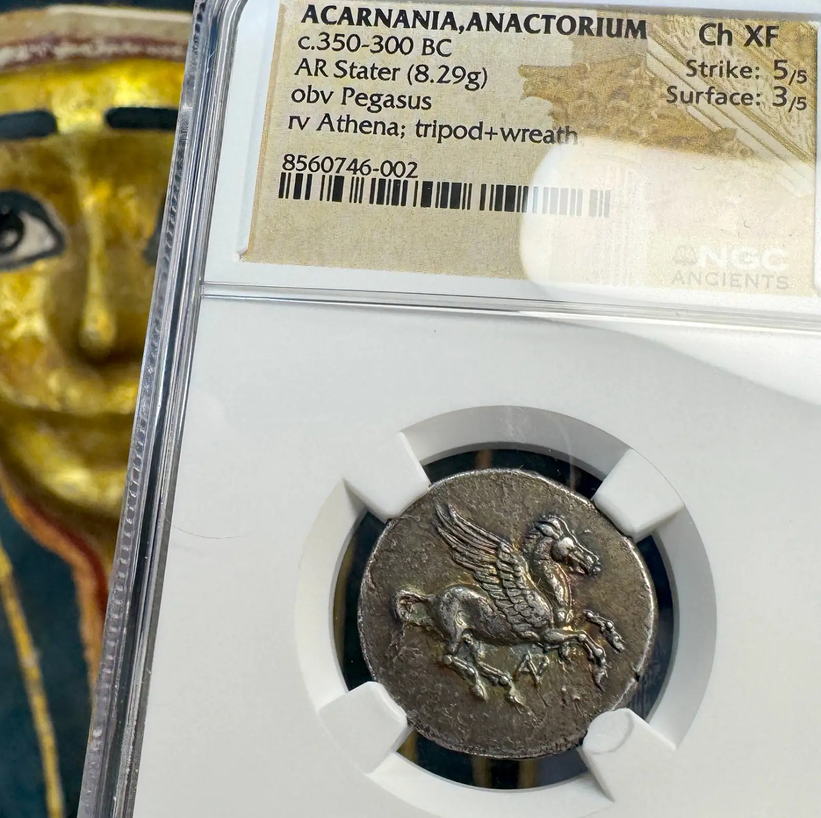 Acarnania, Anactorium "Pegasus" 350BC Stater NGC CH XF
