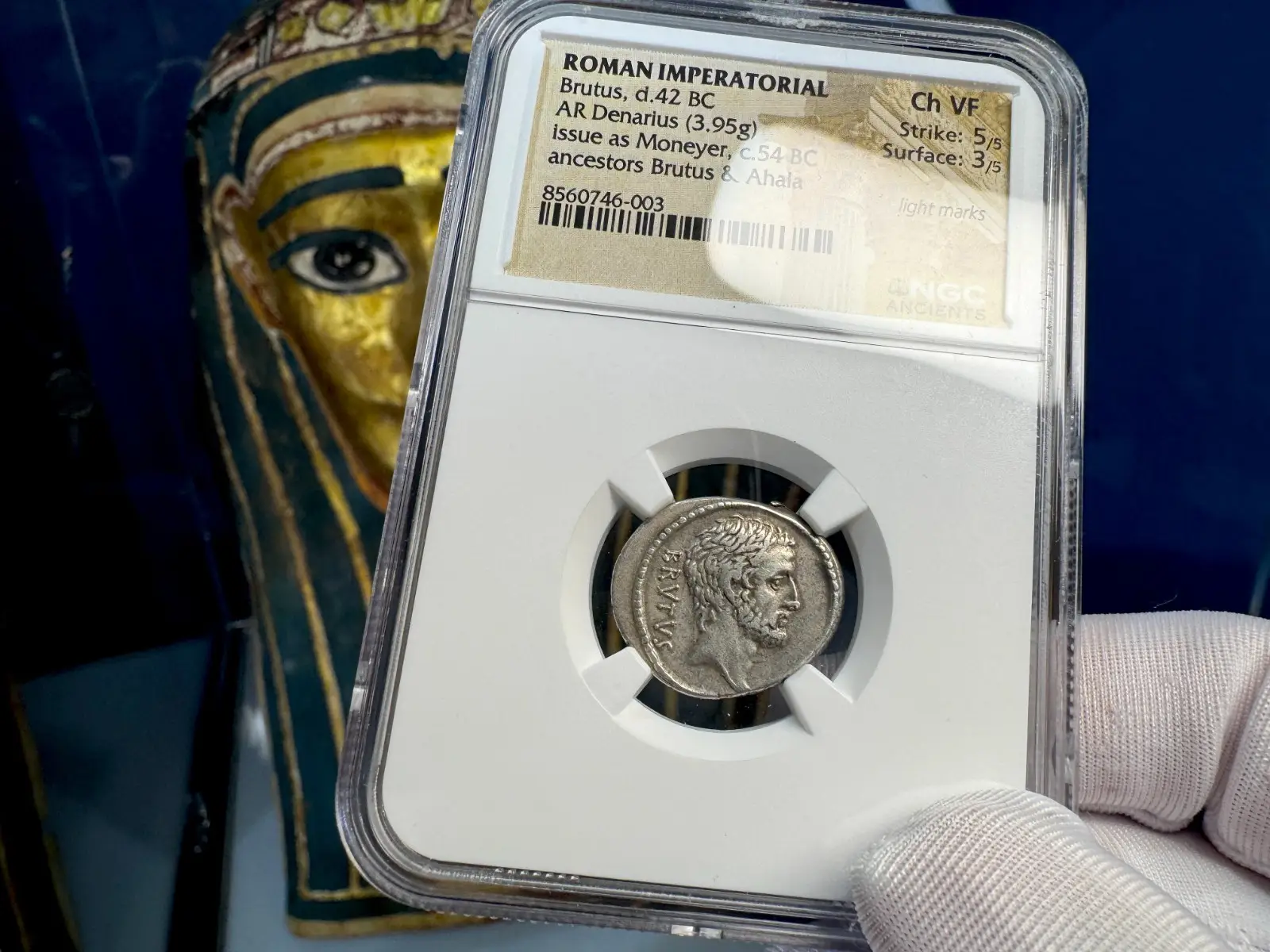 Roman Imperatorial "Brutus" 42BC Denarius NGC CH VF #746-003 9
