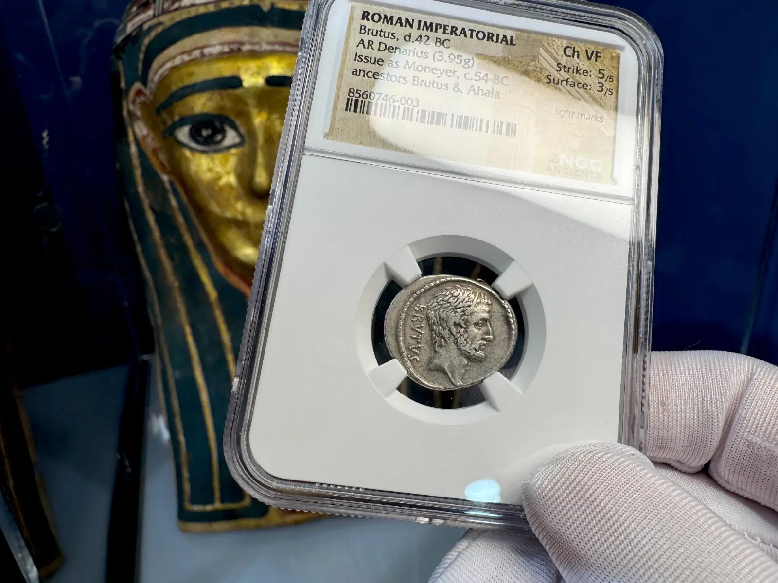 Roman Imperatorial "Brutus" 42BC Denarius NGC CH VF #746-003 6