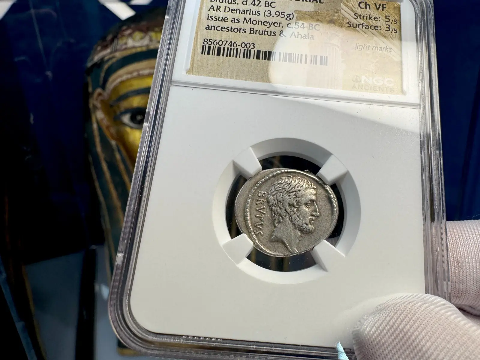 Roman Imperatorial "Brutus" 42BC Denarius NGC CH VF #746-003 15