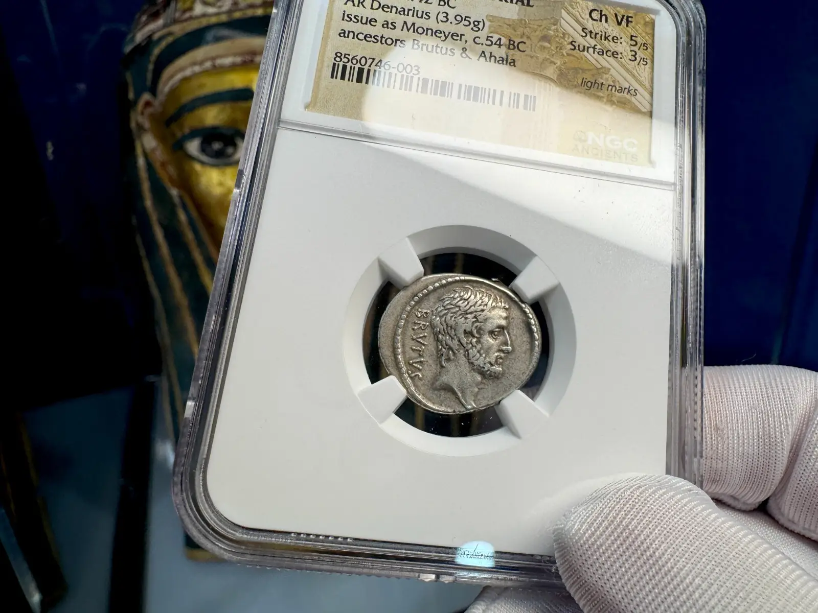 Roman Imperatorial "Brutus" 42BC Denarius NGC CH VF #746-003 5