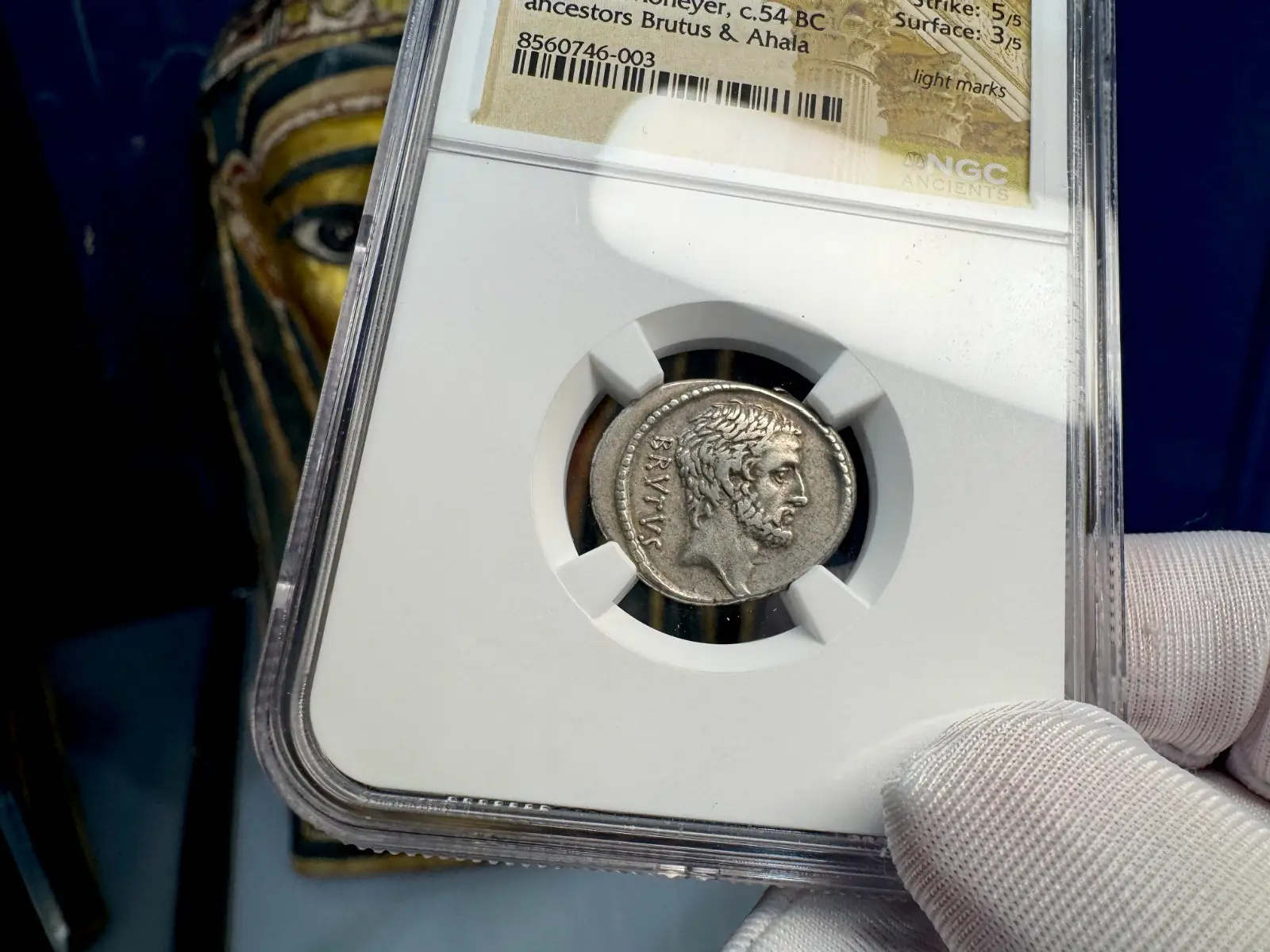 Roman Imperatorial "Brutus" 42BC Denarius NGC CH VF #746-003 3