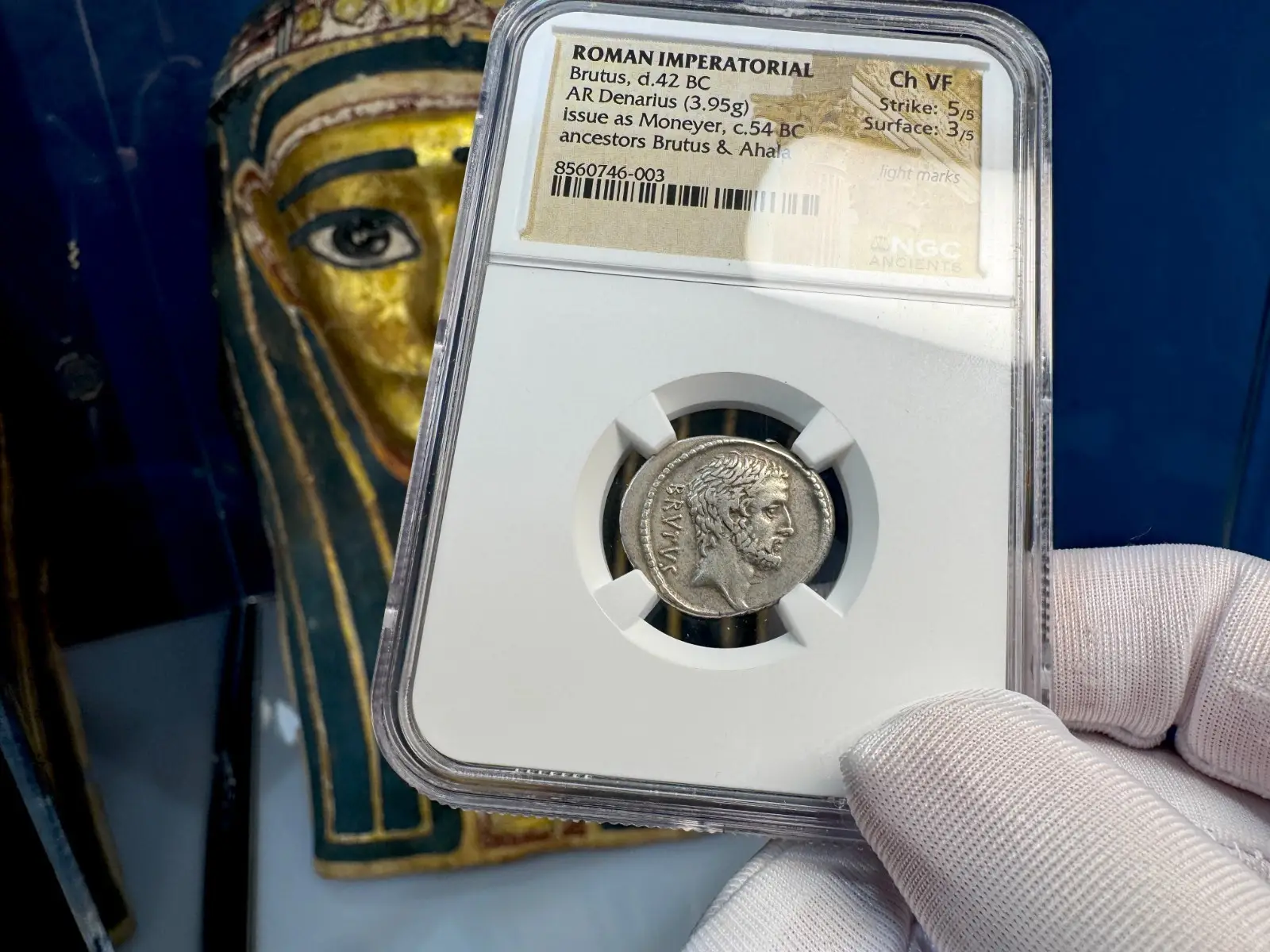 Roman Imperatorial "Brutus" 42BC Denarius NGC CH VF #746-003 16
