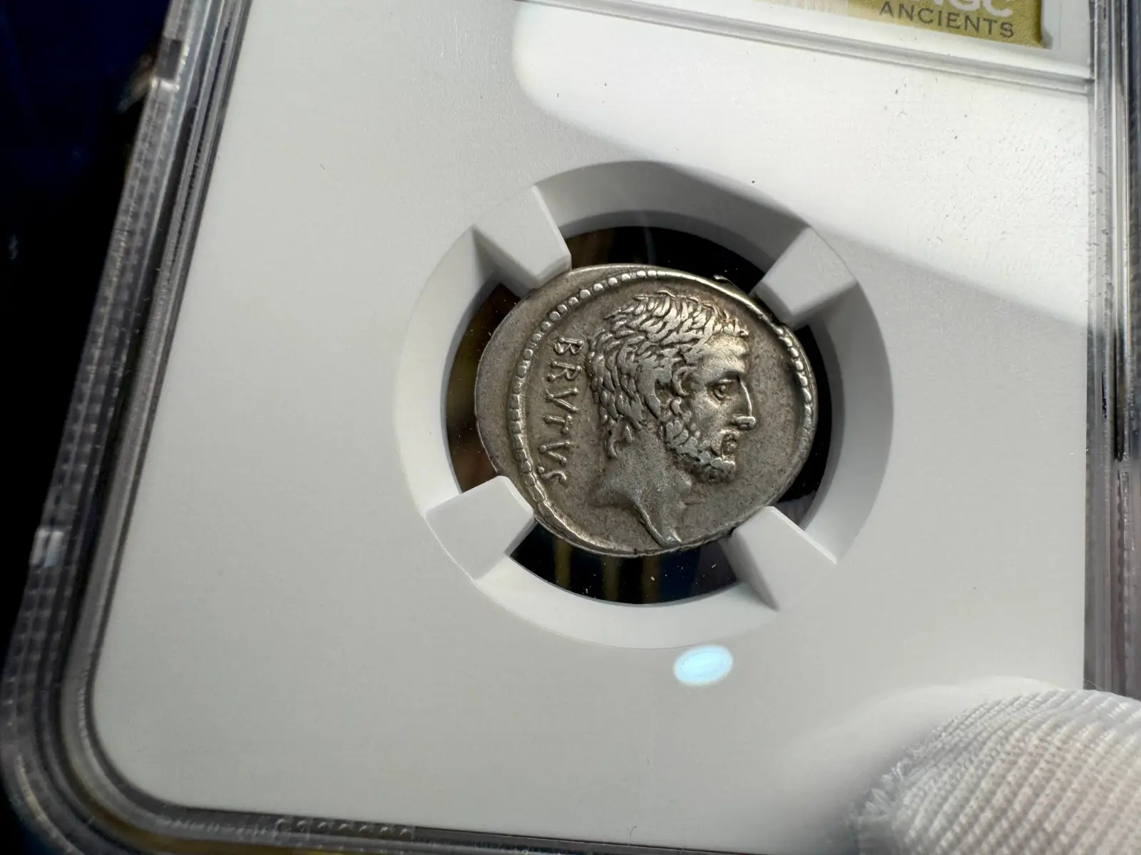 Roman Imperatorial "Brutus" 42BC Denarius NGC CH VF #746-003 2
