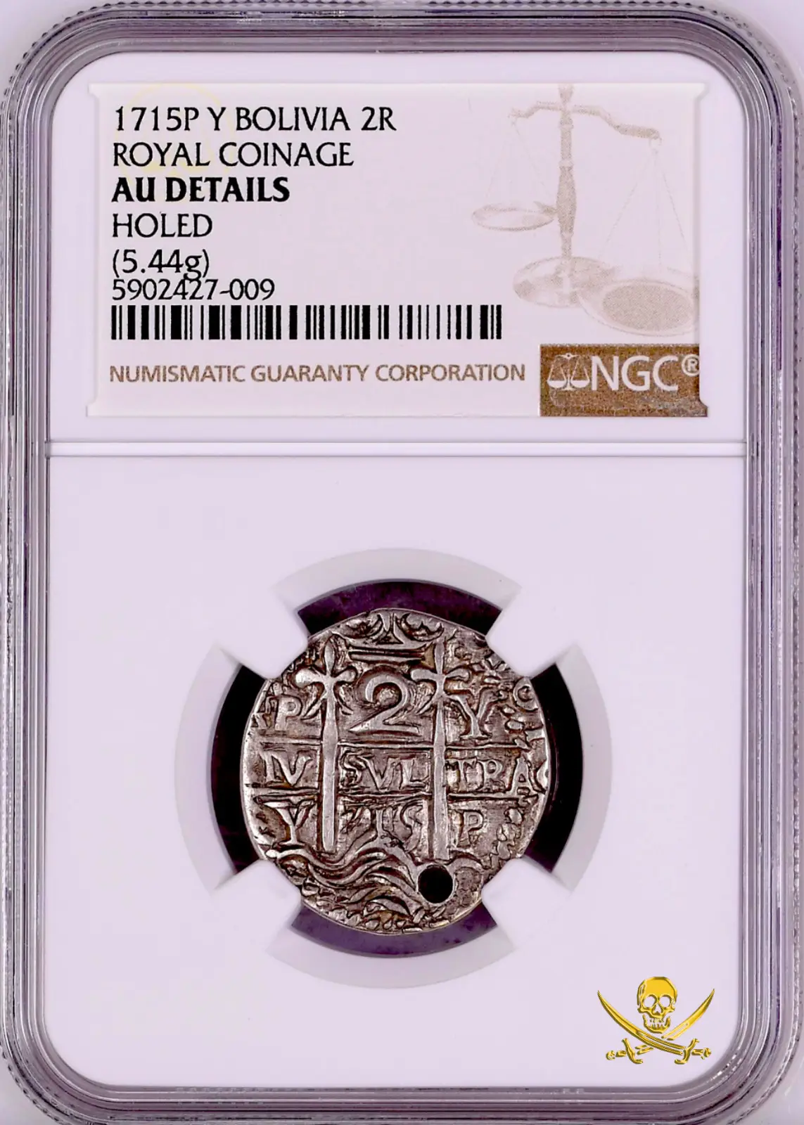 Bolivia 2 Reales 1715 "Royal- Dated" NGC Jewelry Pendant