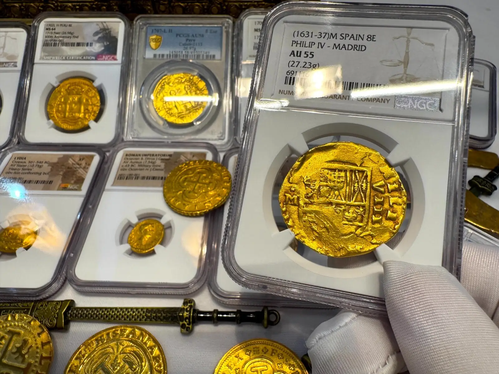Spain 8 Escudos 1631-67 "Madrid *Rare* Brute Style" NGC 55  20