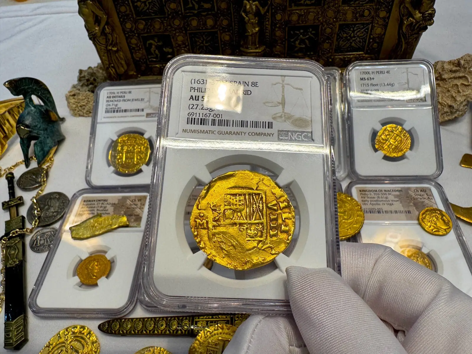 Spain 8 Escudos 1631-67 "Madrid *Rare* Brute Style" NGC 55  24