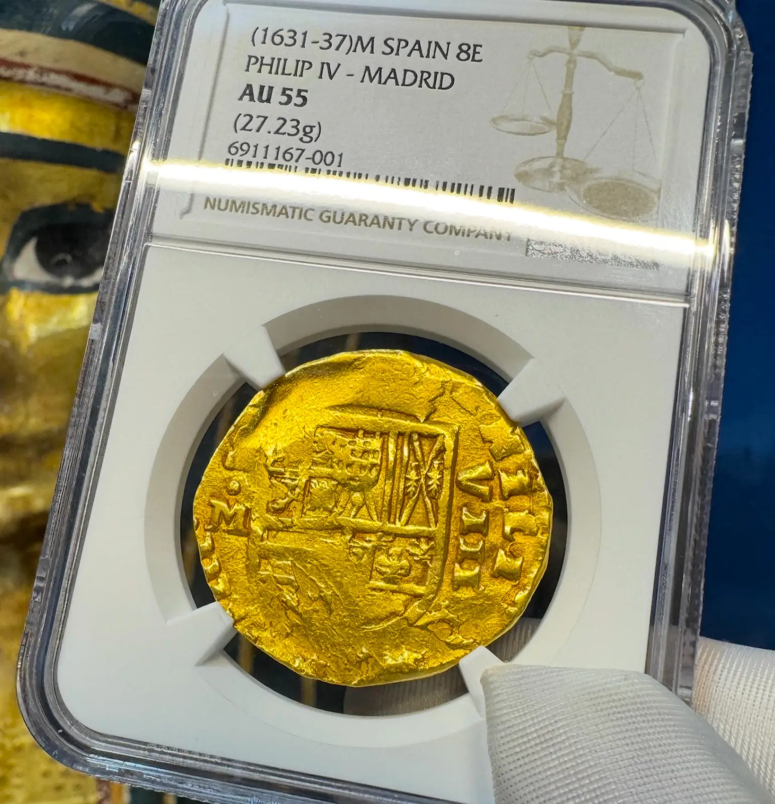 Spain 8 Escudos 1631-67 "Madrid *Rare* Brute Style" NGC 55 