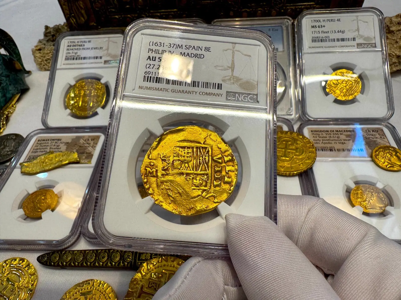Spain 8 Escudos 1631-67 "Madrid *Rare* Brute Style" NGC 55  6