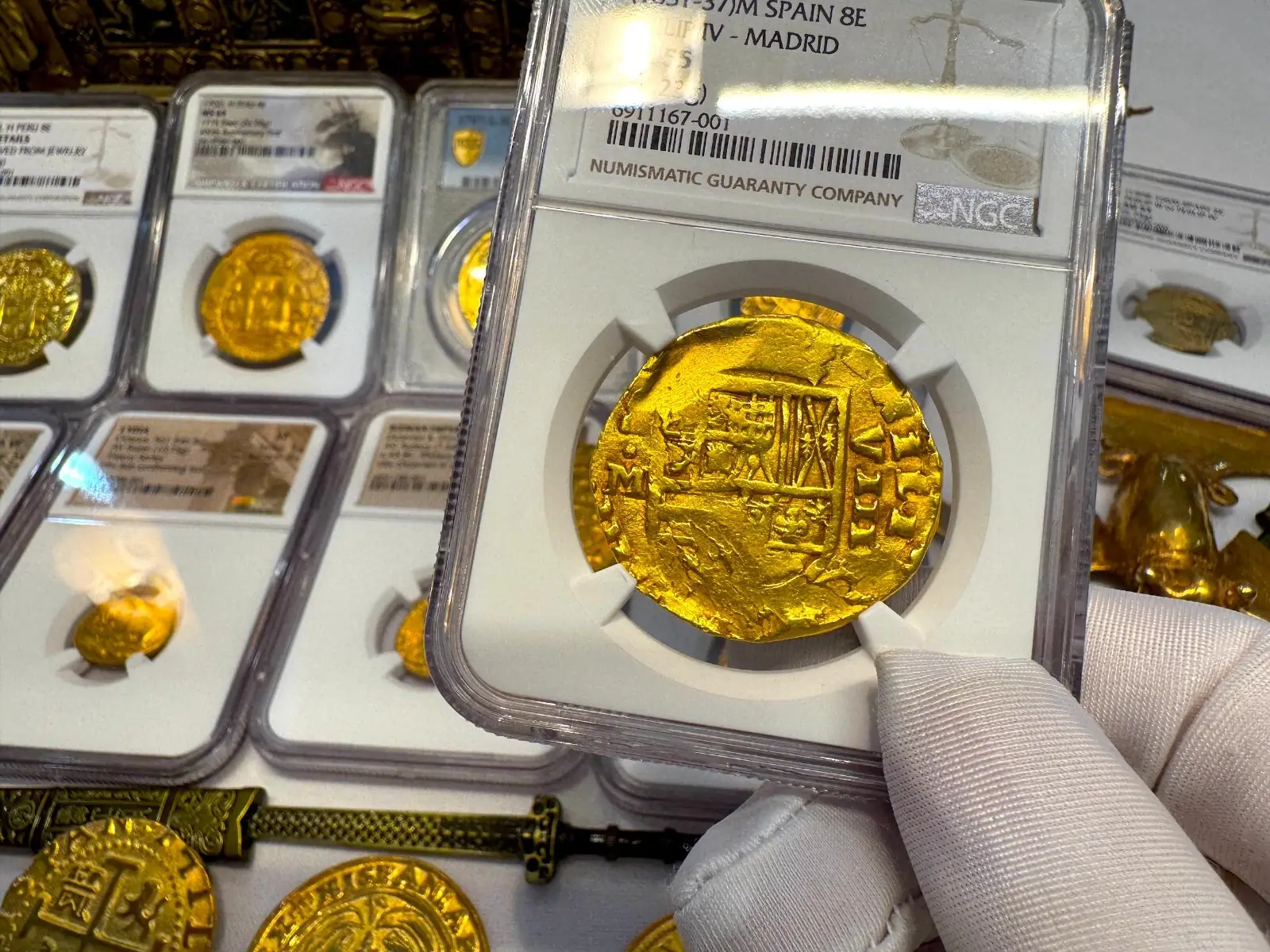Spain 8 Escudos 1631-67 "Madrid *Rare* Brute Style" NGC 55  18