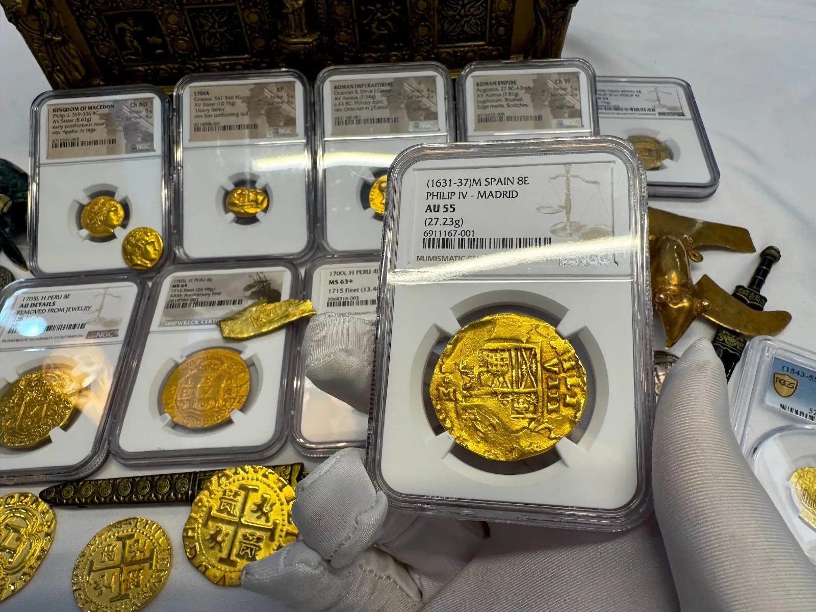 Spain 8 Escudos 1631-67 "Madrid *Rare* Brute Style" NGC 55  13