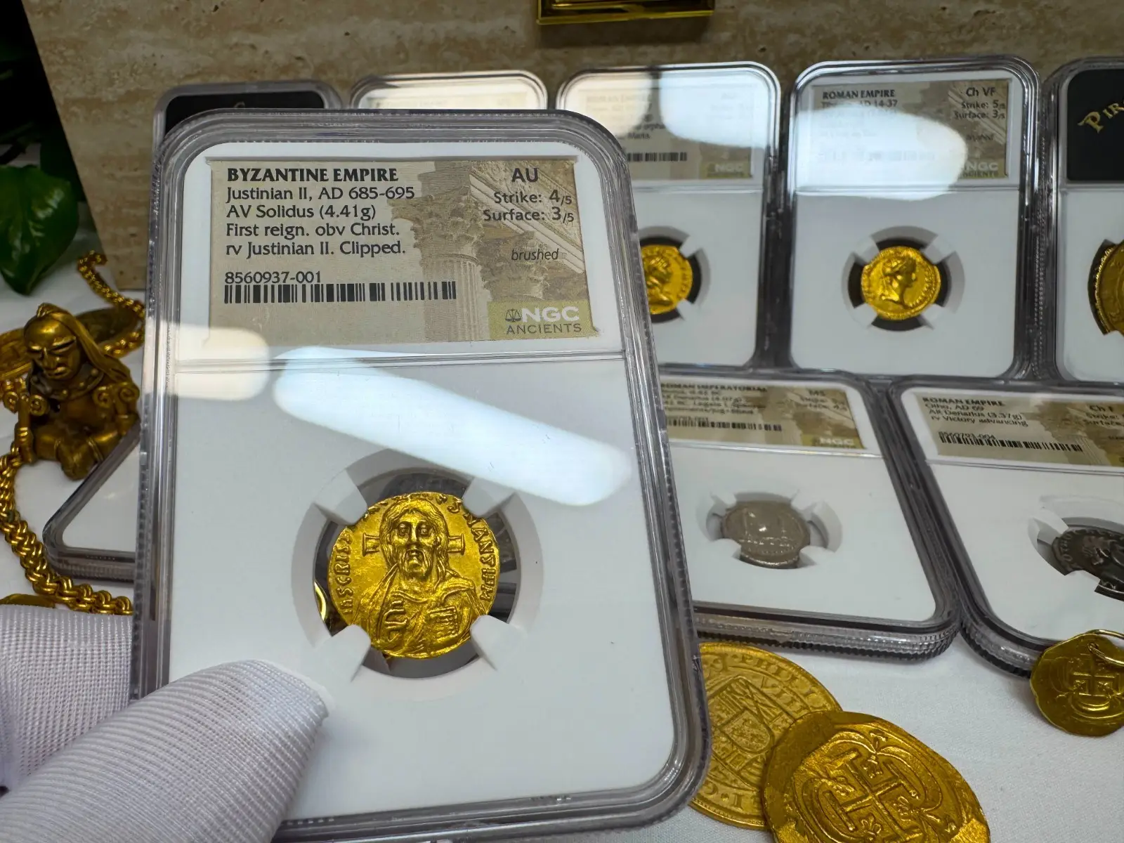 Byzantine Empire "Jesus Christ" Justinian II *First Reign* 685AD NGC AU Gorgeous! #937-001 13