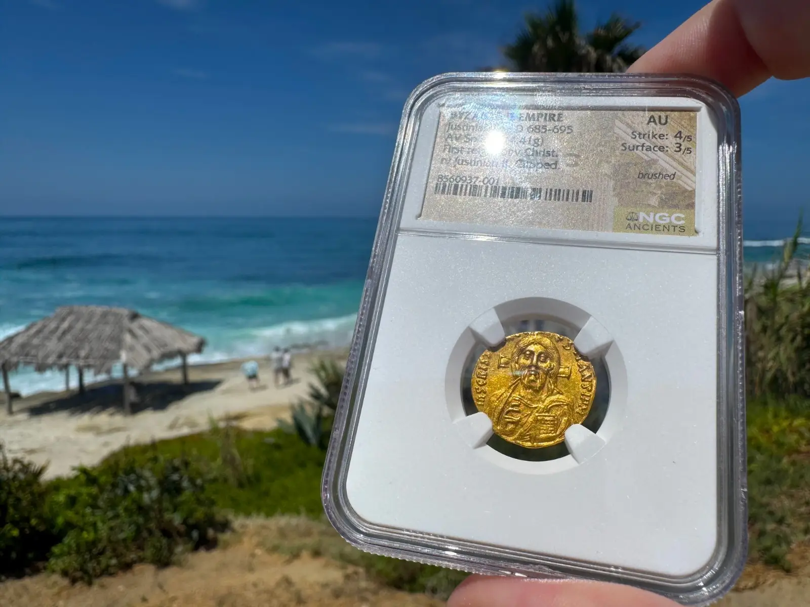Byzantine Empire "Jesus Christ" Justinian II *First Reign* 685AD NGC AU Gorgeous! #937-001 12